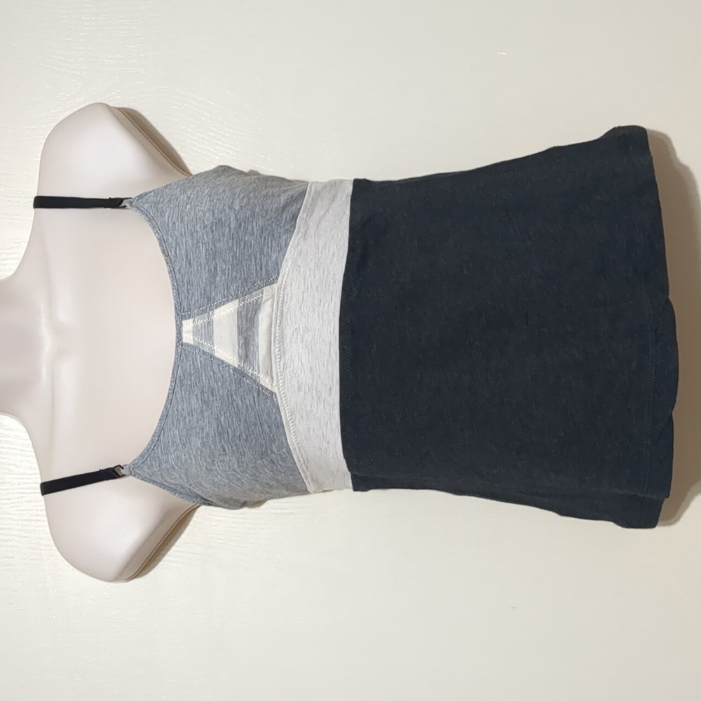 Lululemon Pima Cotton Blend Color block Tank Top Grey Women's Size Small - Picture 1 of 5